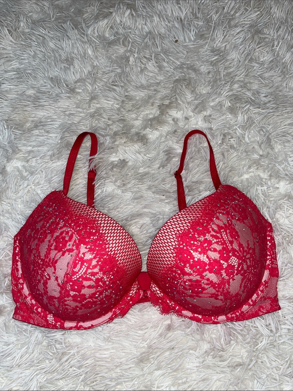 Victorias Secret Very Sexy Red Lace Push-Up Bra 36D